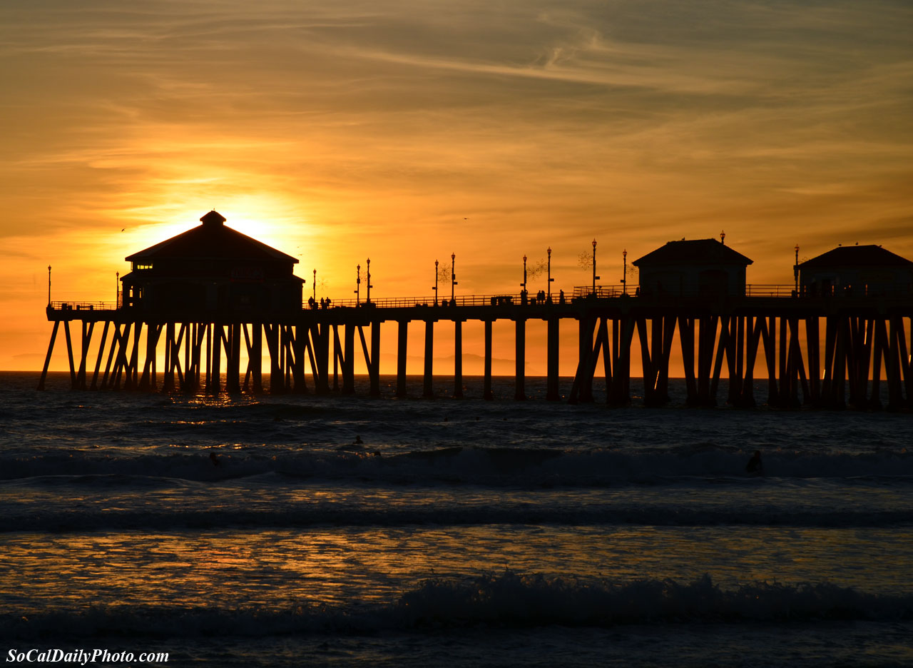 Huntington Beach pier at sunset