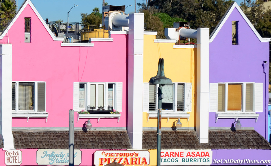 Santa Monica pier colored buildings