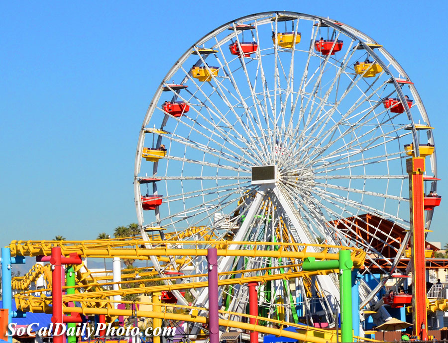 colorful santa monica ferris wheel